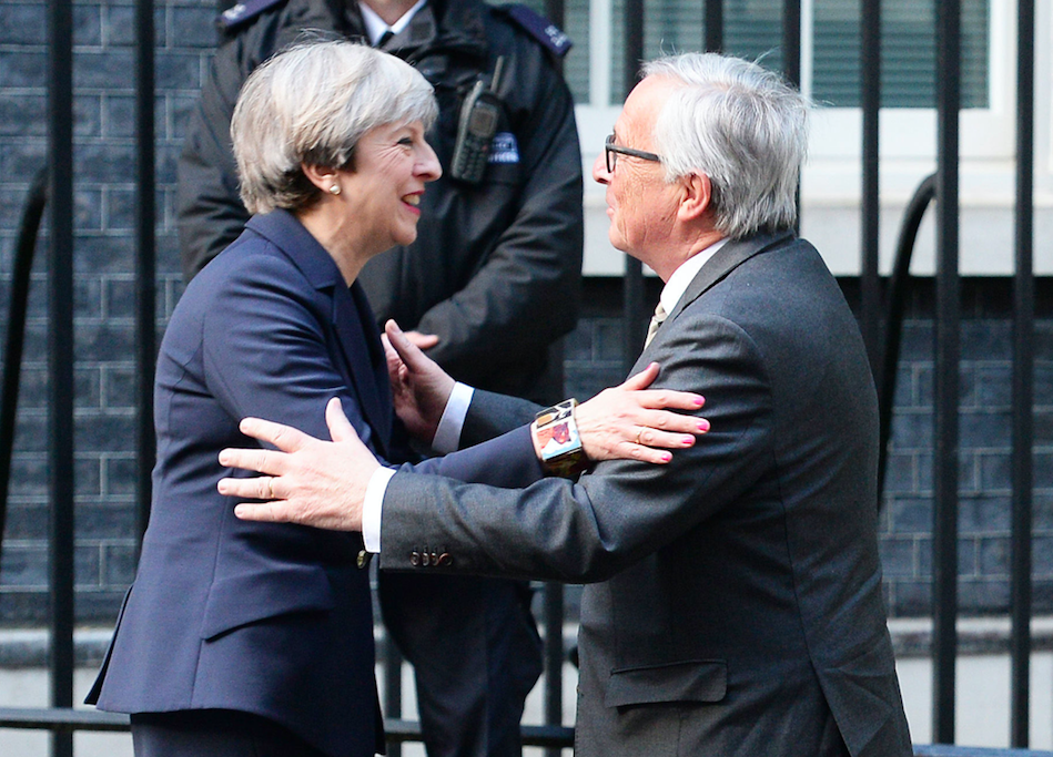 <em>Theresa May was said to be ‘anxious’ and ‘tormented’ during a Brexit dinner with Jean-Claude Juncker (PA)</em>