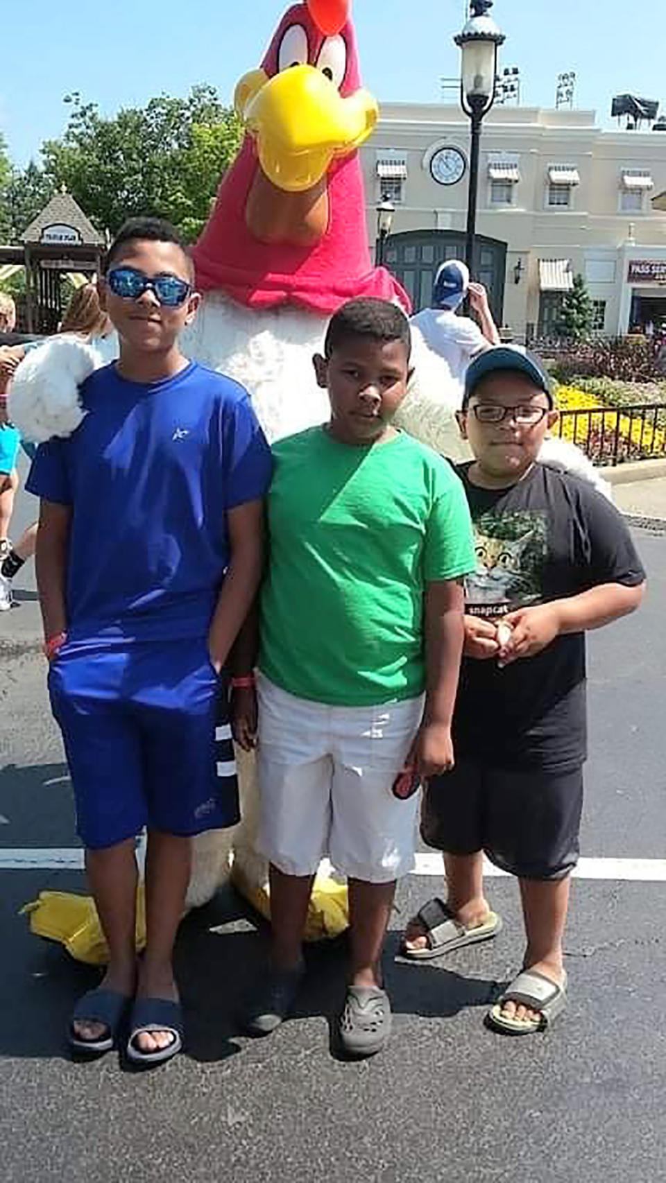 Brothers David, from left, Gus and Michael Jaramillo of Marion, Iowa are shown in this undated family photo released by the family’s attorney Ryan Best. An accident on a popular boat ride at Adventureland Park in Altoona, Iowa on Saturday, July 3, 2021 killed 11-year-old Michael, left his brother David in critical condition, while Gus suffered minor injuries. (Family photo/attorney Ryan Best via AP)