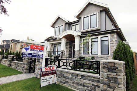 Realtors' signs are hung outside a newly sold property in a Vancouver, B.C., Canada neighbourhood where houses regularly sell for C$3-C$4 million ($2.7-3.6 million) September 9, 2014. REUTERS/Julie Gordon