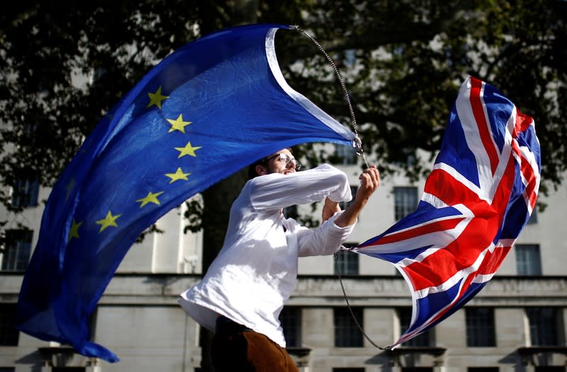 EU supporters march as parliament sits on a Saturday for the first time since the 1982 Falklands War, to discuss Brexit in London