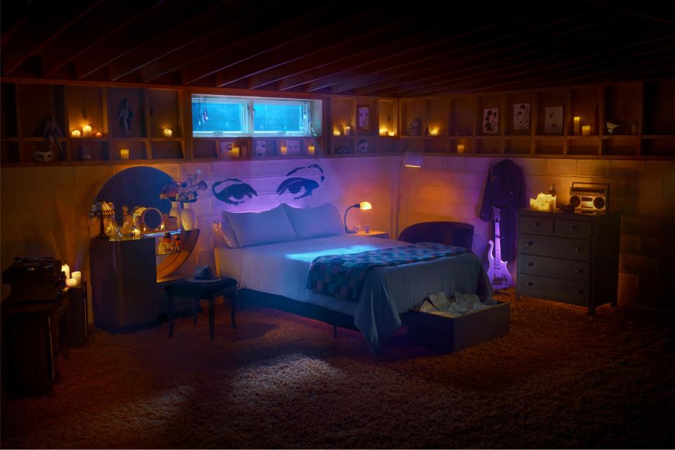 The bedroom of the Purple Rain house.