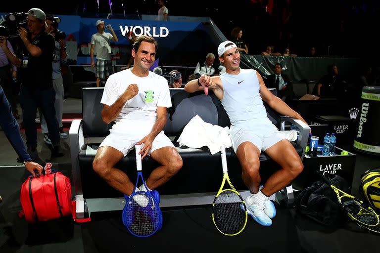 19-09-2019 Roger Federer y Rafa Nadal en un entrenamiento de la Laver Cup (Foto: Archivo)