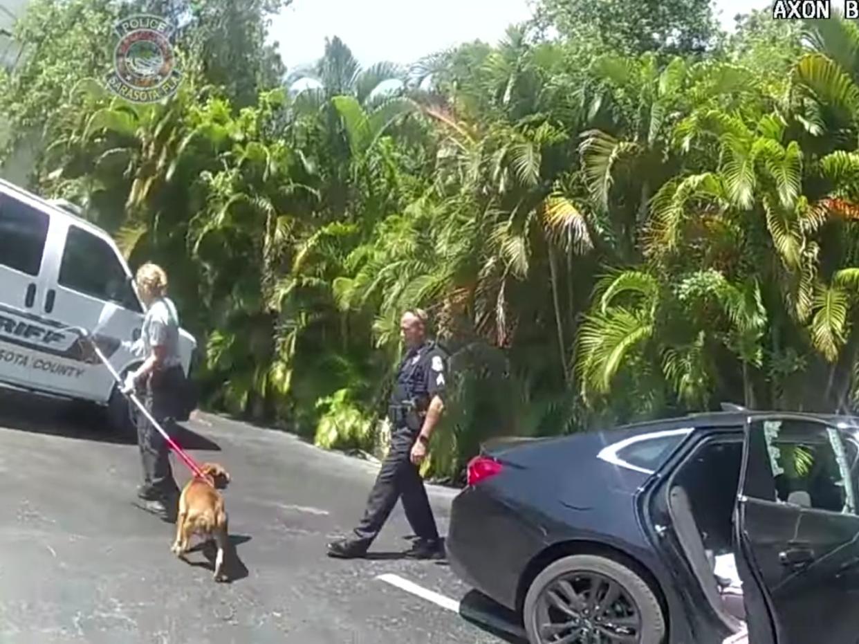 <p>Body camera footage shows police resucing a dog in Sarasota, Florida</p> (Sarasota Police Department )