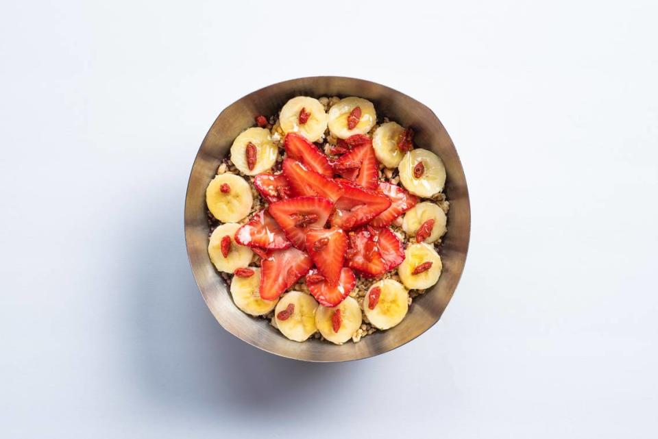 The Vitality Bowl offers organic acai, strawberries and bananas.