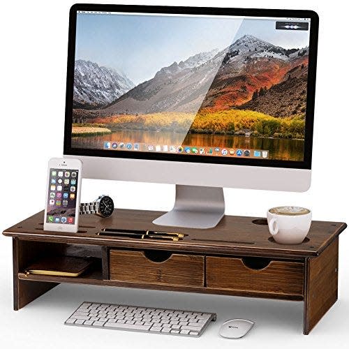 7) Monitor Stand Riser With Storage Organizer Drawers