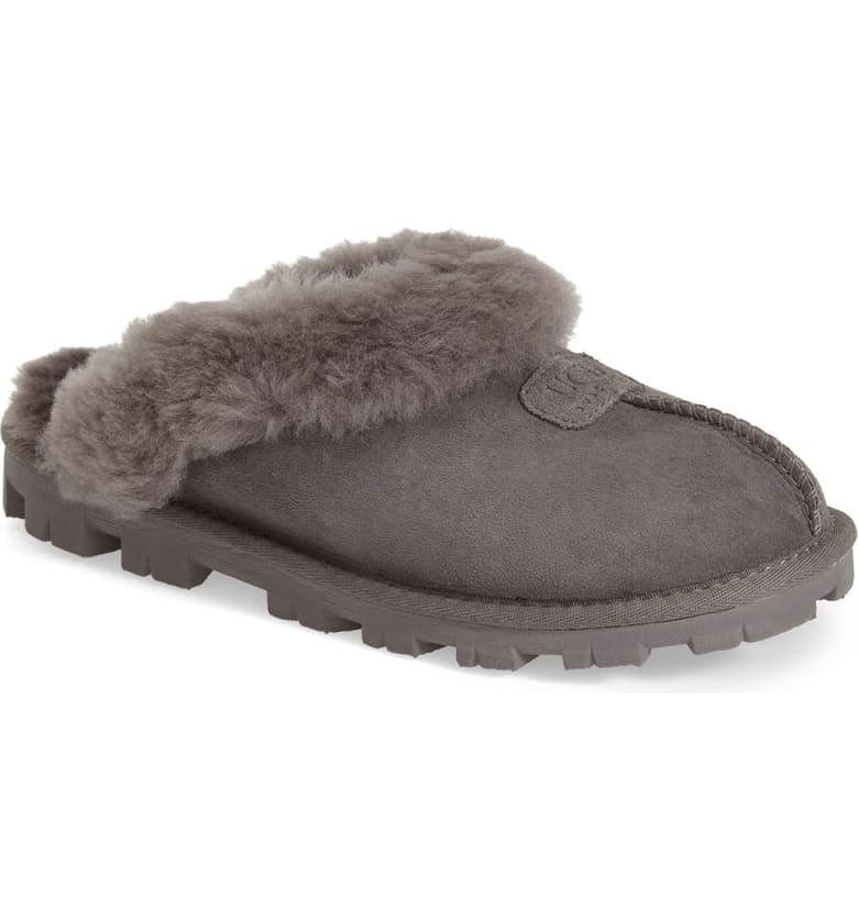 Genuine Shearling Slipper in grey