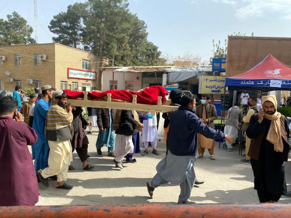 An injured Afghan person being brought to a hospital following earthquake in Herat on October 15, 2023. A magnitude 6.3 earthquake shook western Afghanistan on October 15, killing one and injuring dozens more in the same region where more than 1,000 people died in tremors last week.