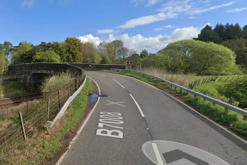 The railway bridge  at Harburn village sits  on a tight blind bend. The road has seen several serious accidents