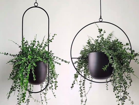 2) Hanging Iron Planter