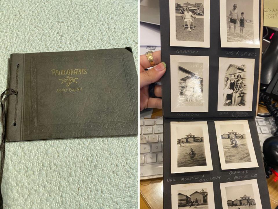 A side-by-side shows the photo album and the photos on the inside.