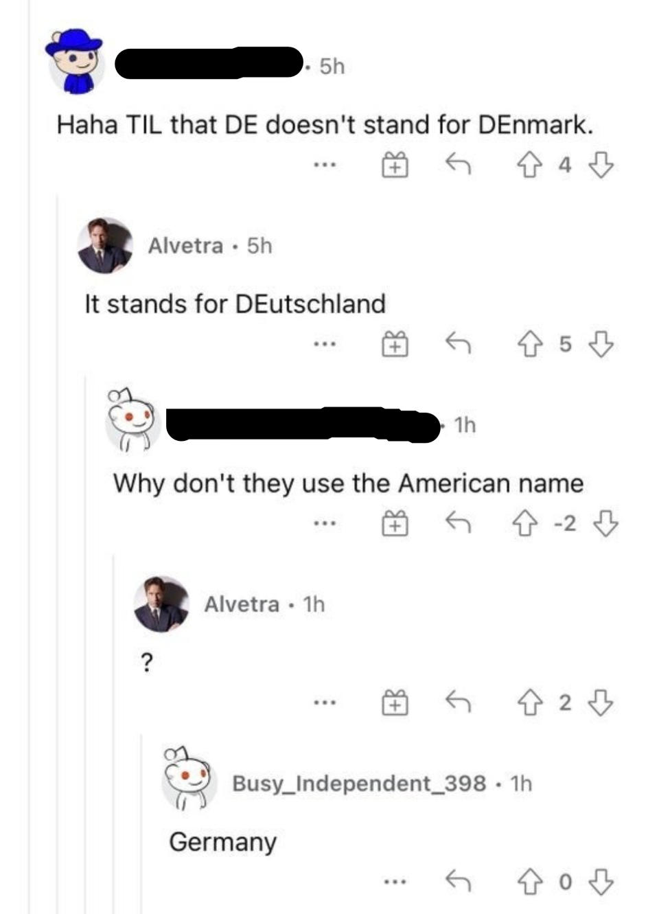 person who doesn't realize other countries don't use english names