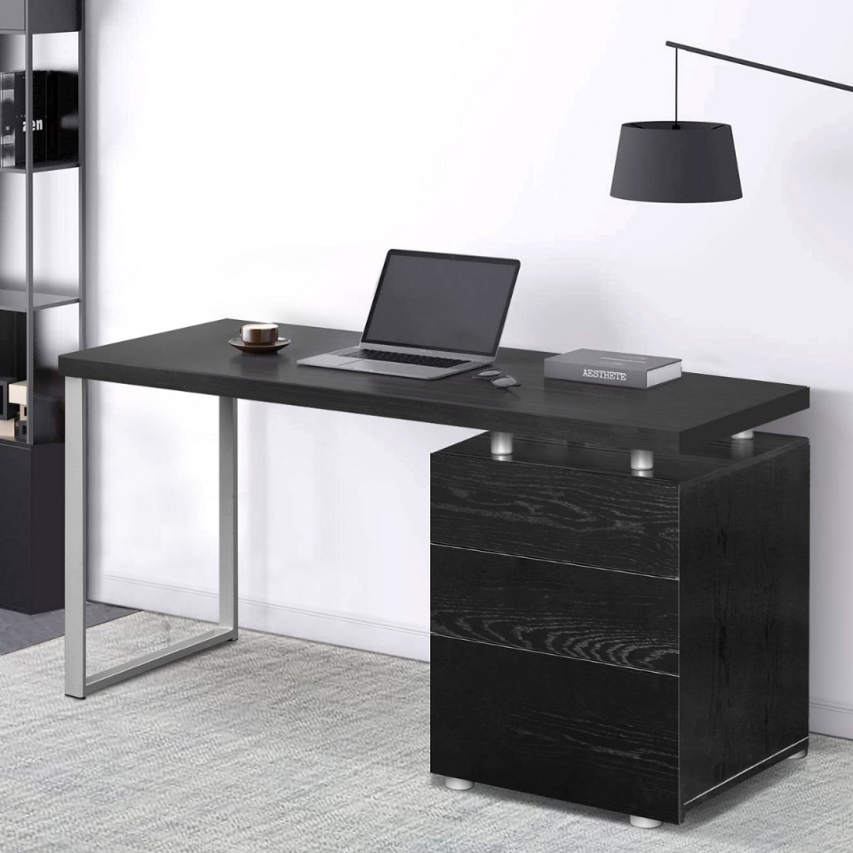 A desk with attached drawers from Amazon