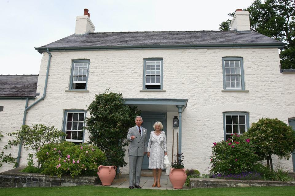 charles and camilla outside their welsh home llwynywermod