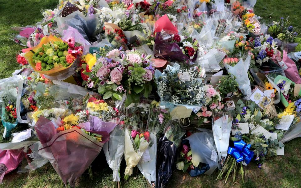 Flowers left in memory of PCSO Julia James in Aylesham - Gareth Fuller/PA