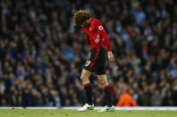 Britain Soccer Football - Manchester City v Manchester United - Premier League - Etihad Stadium - 27/4/17 Manchester United's Marouane Fellaini looks dejected after being sent off Action Images via Reuters / Jason Cairnduff Livepic