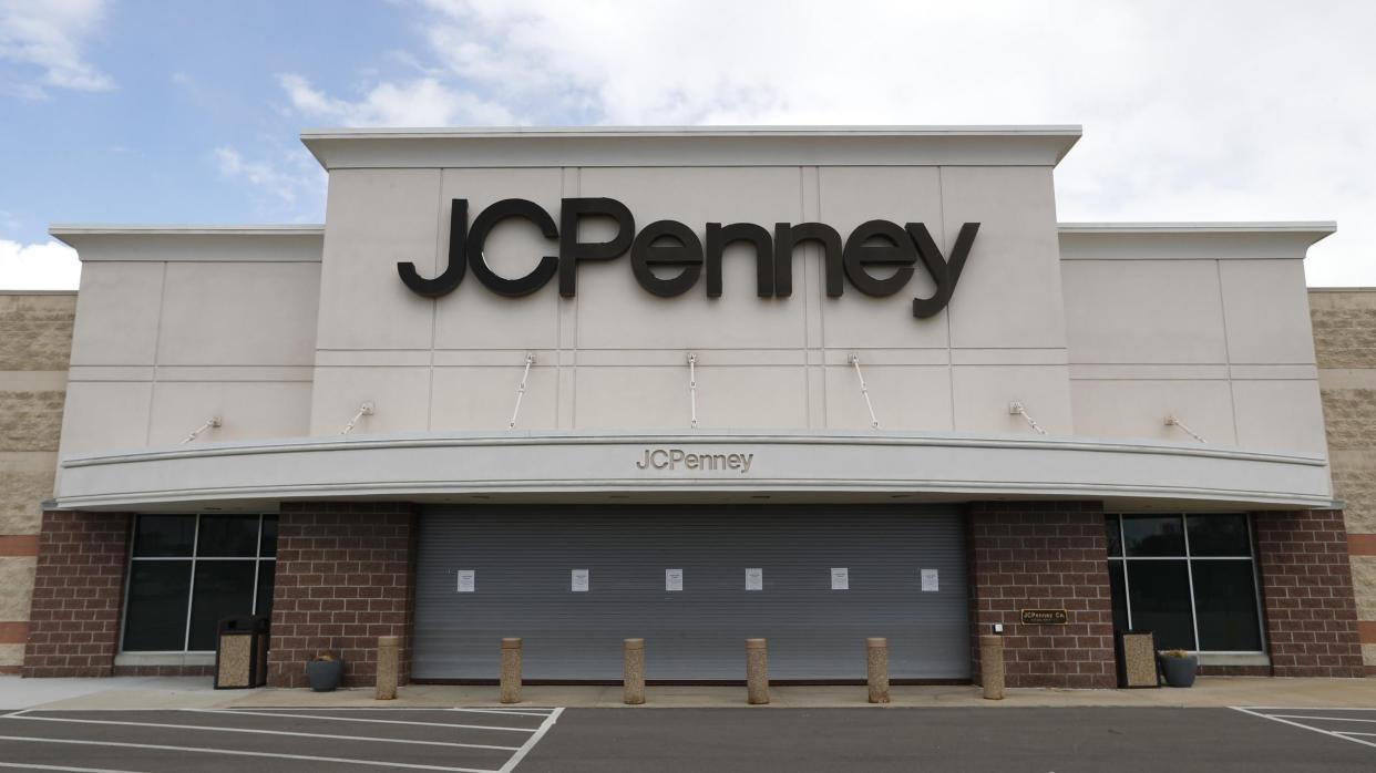 A parking lot at a JC Penney store is empty in Roseville, Michigan on Friday, 8 May, 2020. The company filed for bankruptcy a week later: AP Photo/Paul Sancya