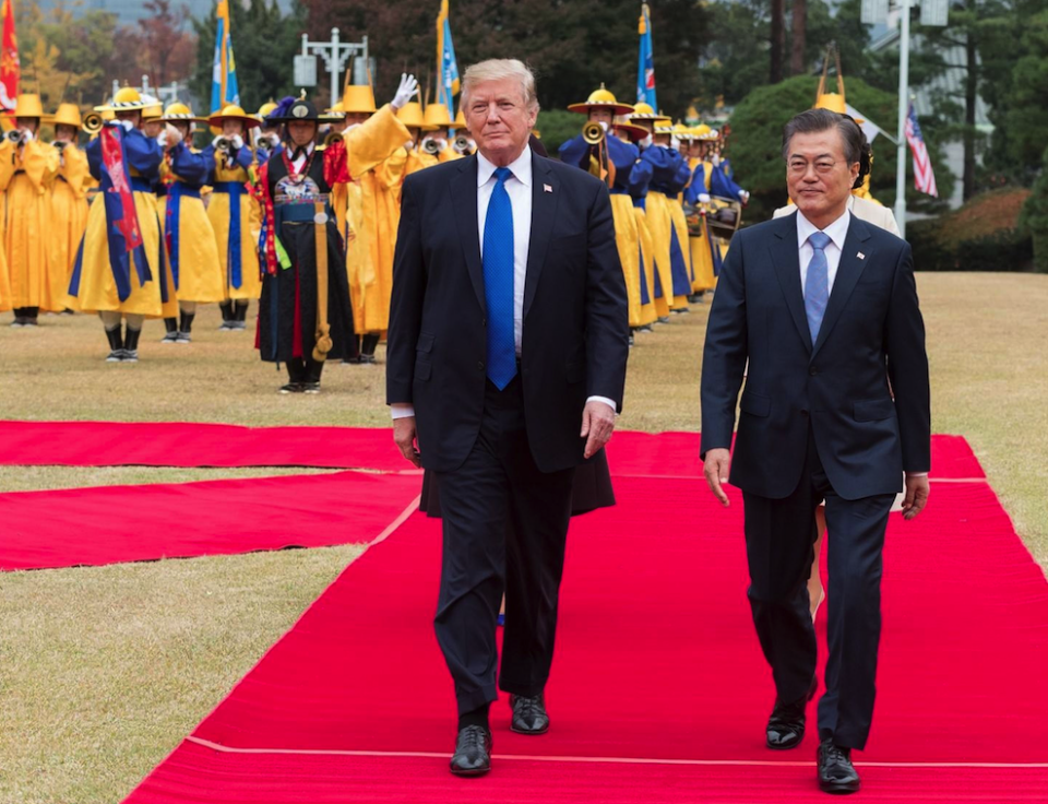 Donald Trump met with Moon Jae-In in November 2017 (REX)