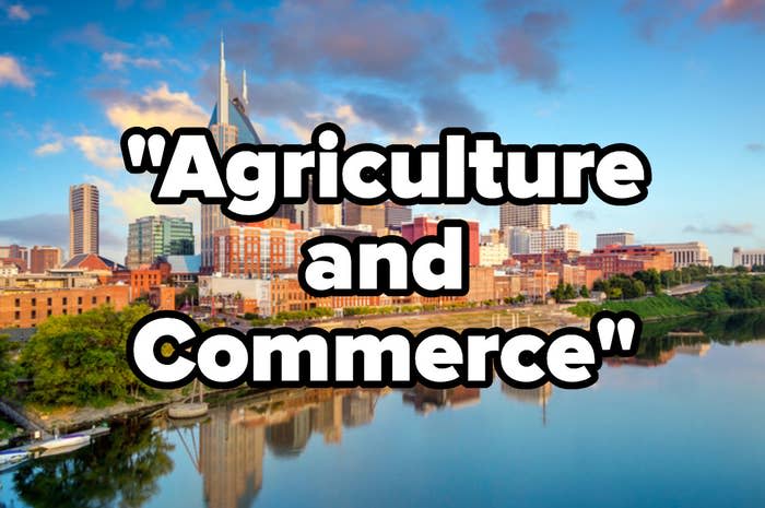 The Nashville skyline, the motto "Agriculture and Commerce"