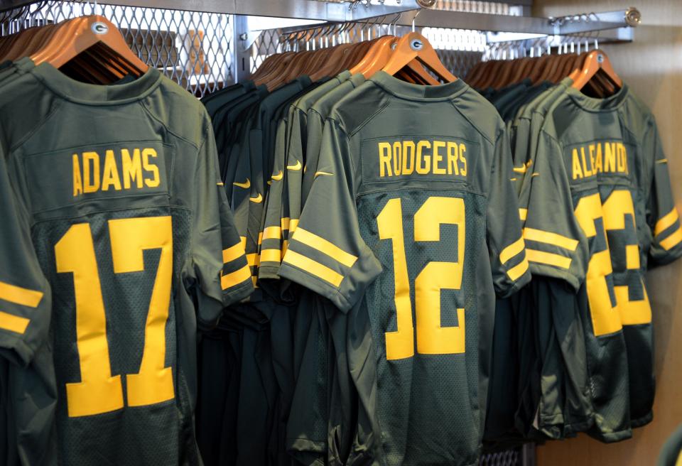 Green Bay Packers 50s Classic Uniform jerseys went on sale Thursday  in the Packers Pro Shop at Lambeau Field in Green Bay.