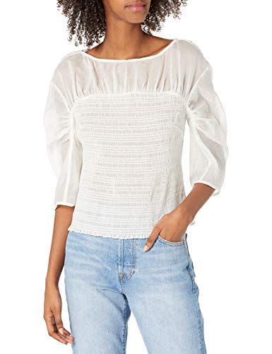 Rebecca Taylor Long Sleeve Ruched Organza Blouse