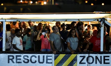 Spanish rescue ship Open Arms with migrants on board arrives in Lampedusa