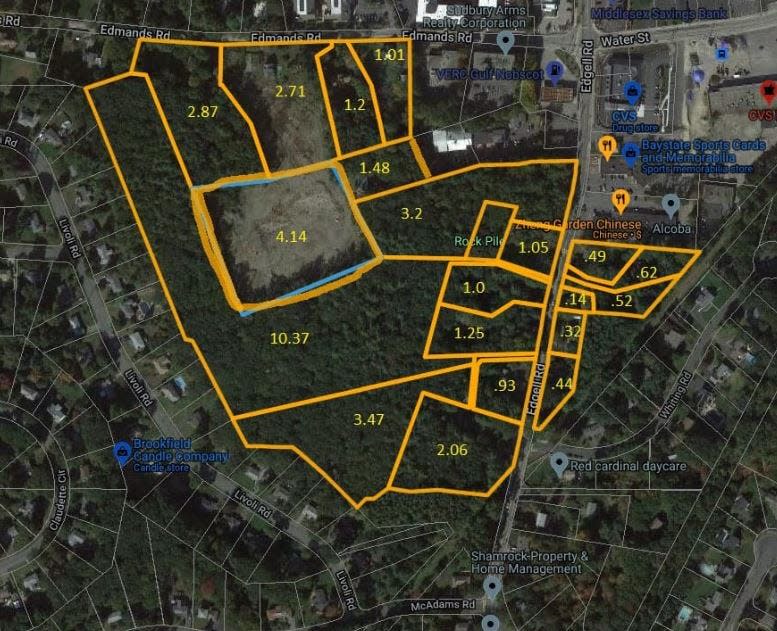 This map shows the area in North Framingham that was petitioned to be rezoned. The deforested area was set for a special needs school, but those plans fell through.
