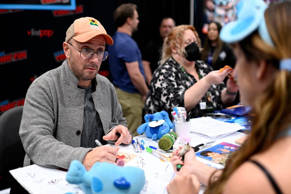 Steve Burns speaks with fans during New York Comic Con 2022 on October 08, 2022 in New York City.