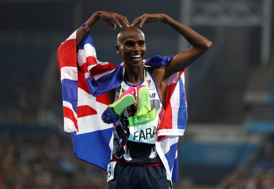 Mo Farah celebrates winning 5,000 metres gold at the Rio Olympics (Mike Egerton/PA) (PA Archive)