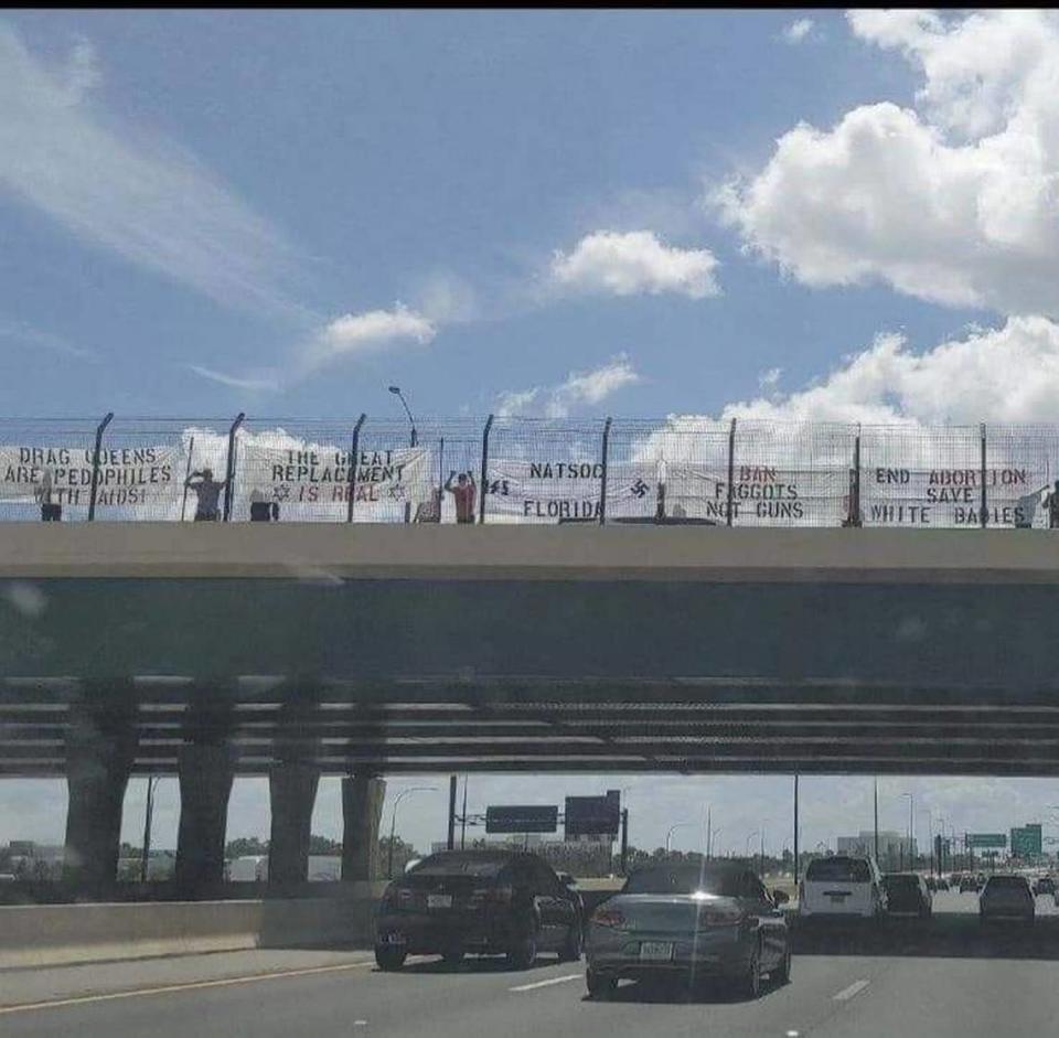 Neo-Nazis gather on a Florida overpass. Alice McGuire