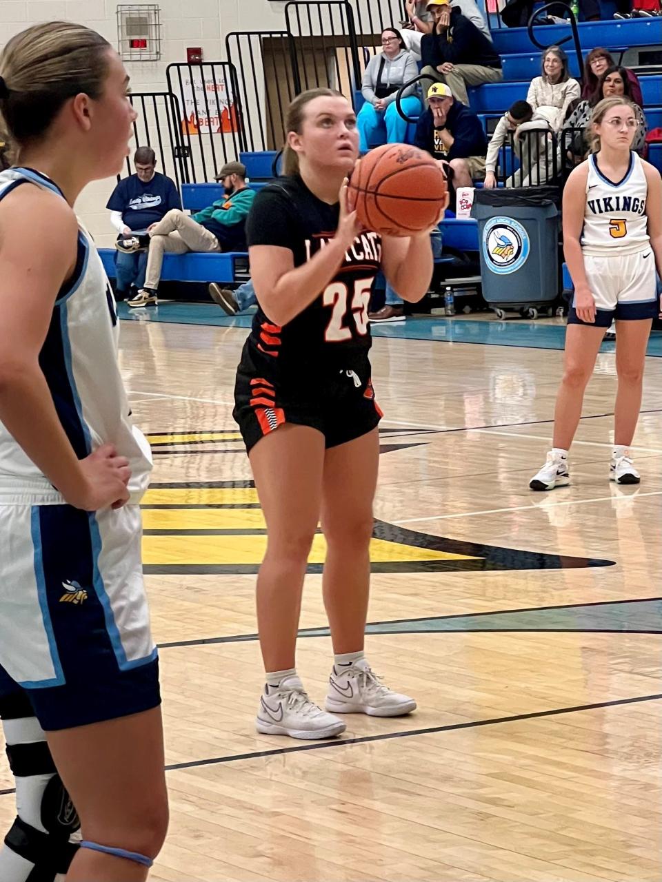 North Union's Kennedy Harrah shoots a free throw at River Valley during a girls basketball game played earlier this season.