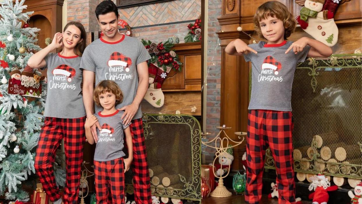 PatPat Plaid Hat Christmas Pajamas