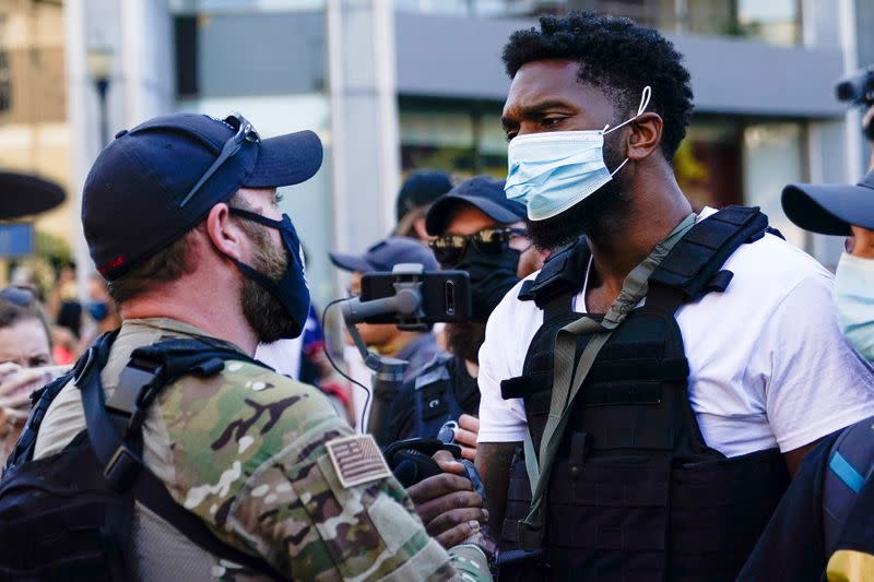 Far-right activist confront Black Lives Matter activists in Louisville