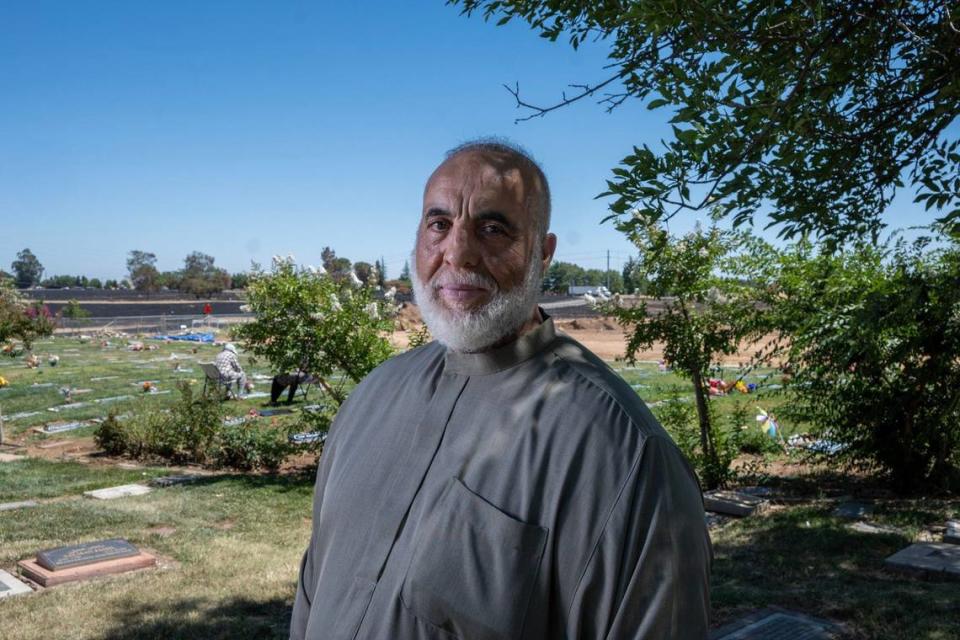 Manager Salam Amman stands at the Greater Sacramento Muslim Cemetery on June 27.