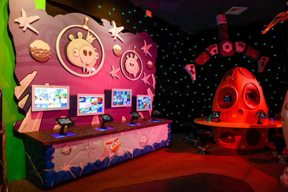 This March 22, 2013 image shows part of the new Angry Birds attraction at the Kennedy Space Center in Cape Canaveral, Fla. This part of the attraction is a sliding puzzle with three levels of difficulty. The online game Angry Birds is the inspiration for the new attraction at the space center, where most of the exhibits focus on space exploration and NASA history. (AP Photo/Delaware North, Joe Cascio)