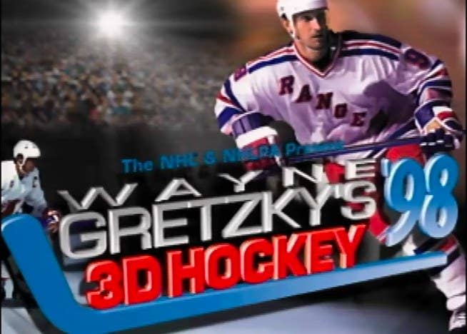 Opening image for Wayne Gretzky's 3d Hockey '98 featuring the words in block text