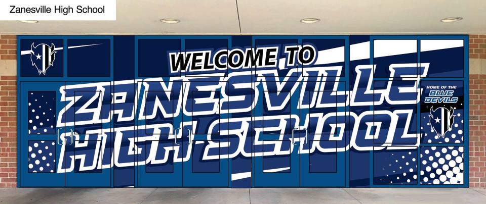 The proof of the new secrurity perforation and film of the main entrance at Zanesville High School. The installation is being completed by We Wrap Graphics, owned by Zanesville natives Anthony Smith and Caleb Smith. It hopes to fully completed sometime next week.