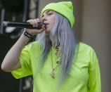 <p>Only Billie can pair a lavender hair color with a lime green outfit and actually pull it off. That's exactly what she did while she performed at the Lollapalooza in 2019. </p>