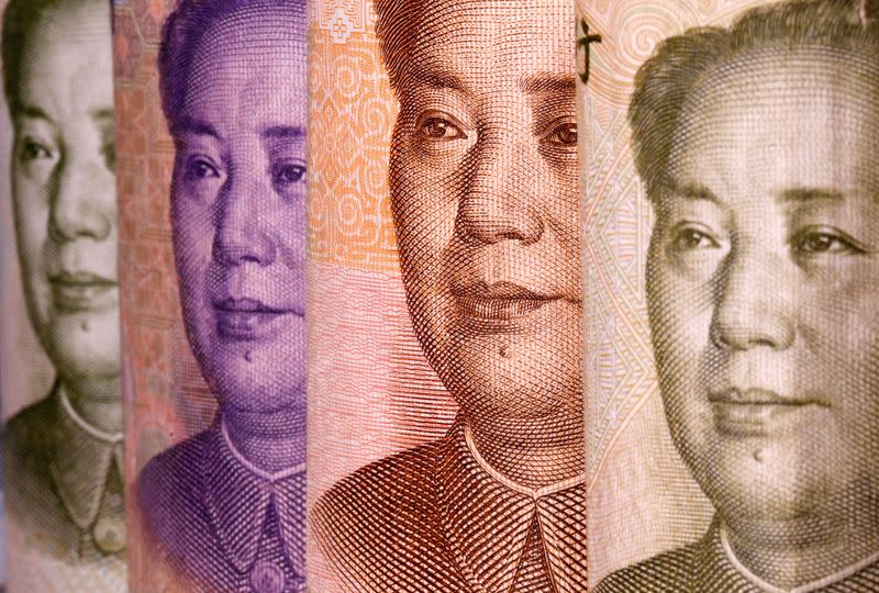 Chinese Yuan banknotes are seen in this illustration