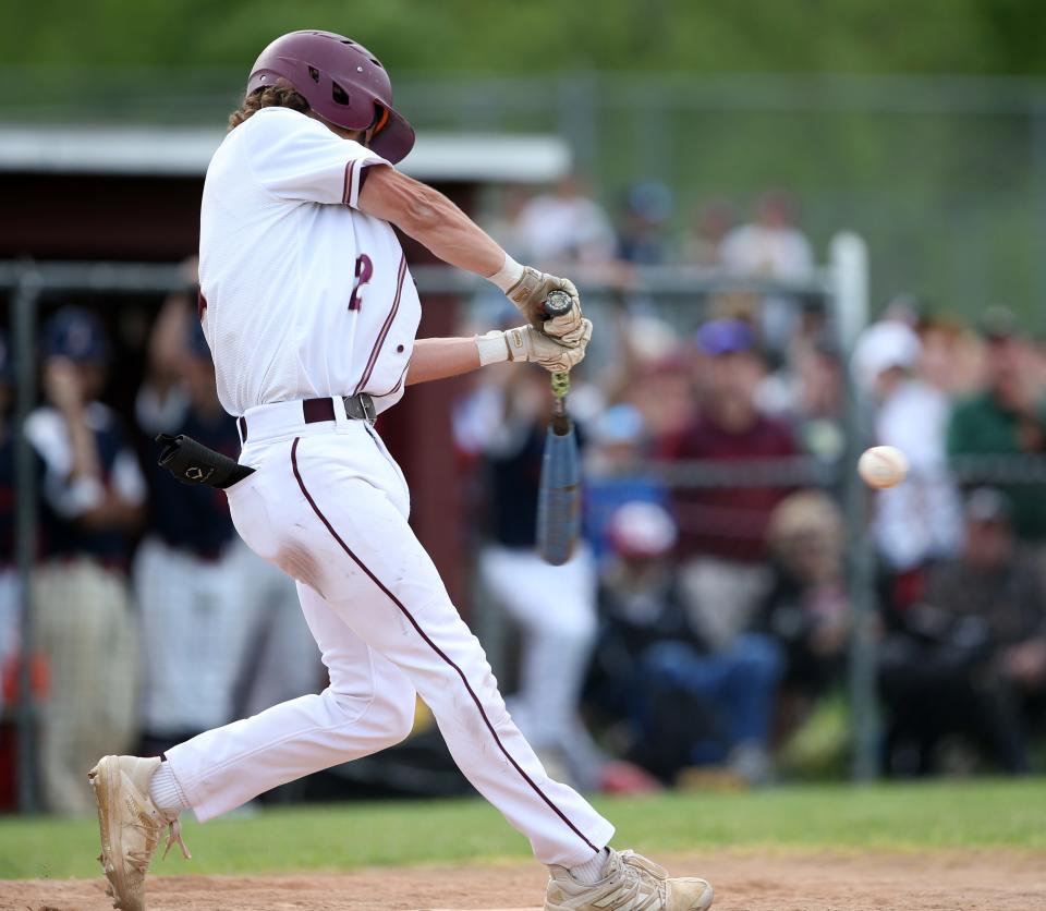 Arlington's Dan Jackson, photographed during a May 23, 2022 game, hit a tying RBI triple and scored the winning run on Wednesday as the Admirals rallied to beat Suffern in a Section 1 baseball semifinal.