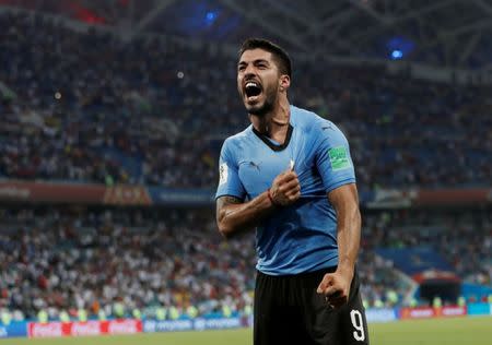Soccer Football - World Cup - Round of 16 - Uruguay vs Portugal - Fisht Stadium, Sochi, Russia - June 30, 2018 Uruguay's Luis Suarez celebrates after the match. REUTERS/Murad Sezer