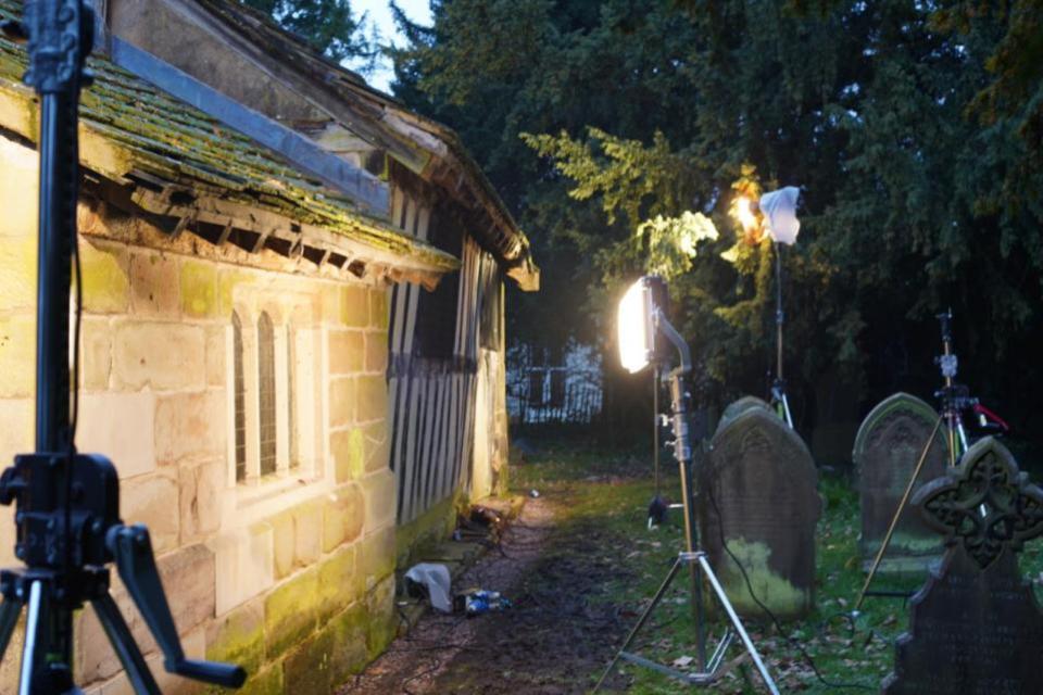 Warrington Guardian: Filming took place in the grounds of the old St Werburgh's Church in Warburton 