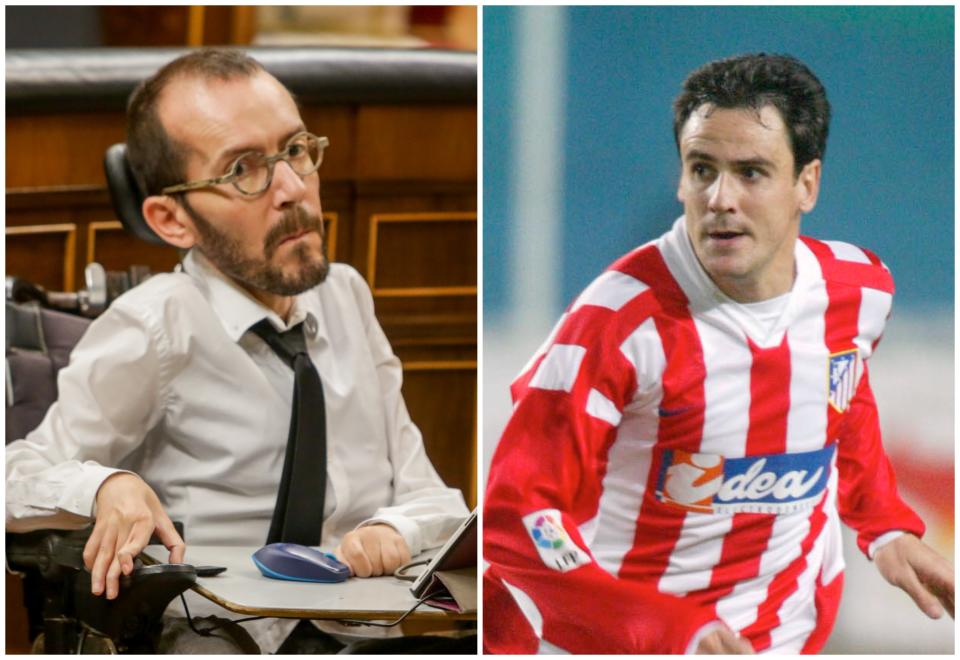 Pablo Echenique, portavoz de Podemos en el Congreso, y el exfutbolista José Antonio García Calvo. (Foto: Ricardo Rubio / Europa Press / Getty Images / Firo Foto / Getty Images).