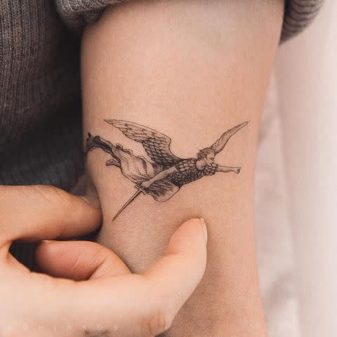 <p>This bb angel of progression is practically made for you, Sagittarius. <strong>You're always moving forward</strong> and this <a href="https://www.cosmopolitan.com/style-beauty/beauty/g33336455/leo-tattoos/" rel="nofollow noopener" target="_blank" data-ylk="slk:tattoo;elm:context_link;itc:0;sec:content-canvas" class="link ">tattoo</a> is an absolutely beautiful reminder of that fact.</p><p><a href="https://www.instagram.com/p/B7ocWWEHEKP/" rel="nofollow noopener" target="_blank" data-ylk="slk:See the original post on Instagram;elm:context_link;itc:0;sec:content-canvas" class="link ">See the original post on Instagram</a></p>