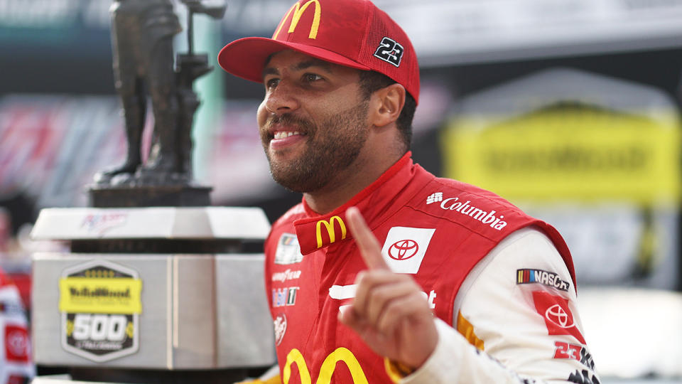 Bubba Wallace became the first black driver to win a NASCAR Cup series race since 1963 this week. (Photo by Chris Graythen/Getty Images)