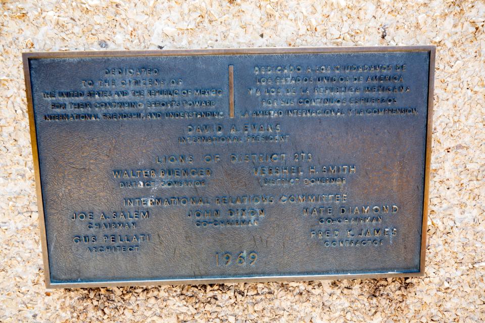 A plaque commemorating the construction of the Bridge of the Americas port of entry was placed at the entrance to the administrative building of the 50-year-old land port of entry with the date 1969.