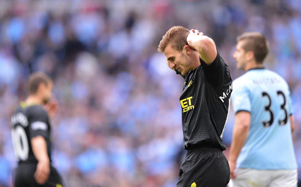 Wigan Athletic's Callum McManaman rues a missed chance