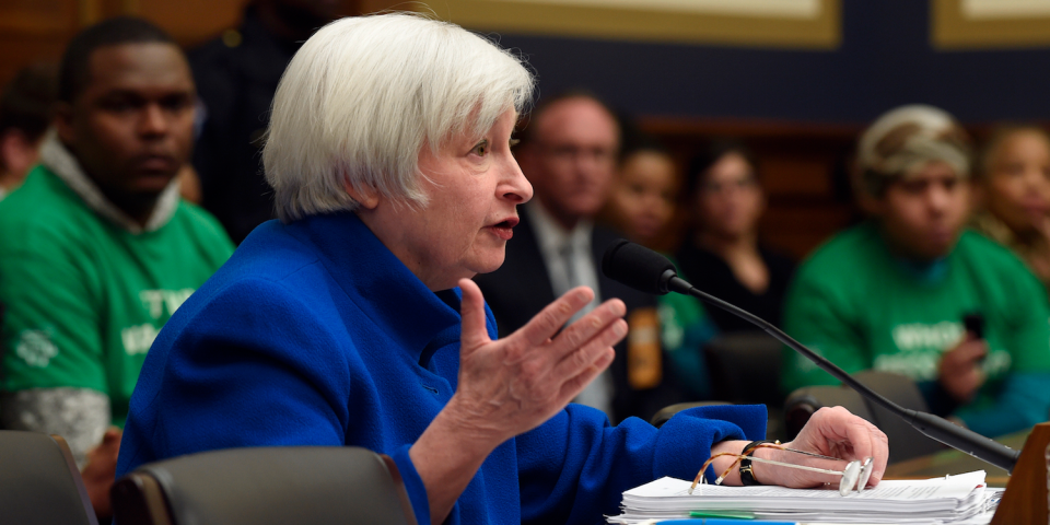 Federal Reserve Board Chair Janet Yellen testifies on Capitol Hill, calling bitcoin “highly speculative.”
