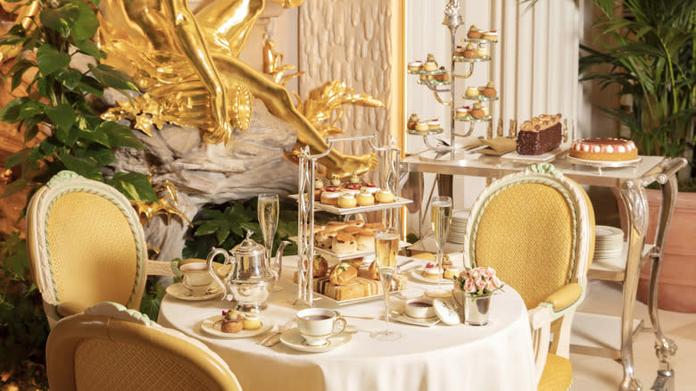 Elegant high tea with cakes 