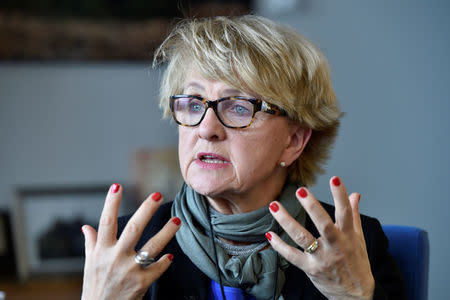 Danuta Hubner, chair of the constitutional committee of the European Parliament gestures during an interview in Brussels, Belgium April 24, 2017. Reuters/Eric Vidal