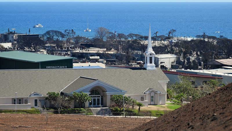 A chapel in Lahaina that was not burned in the fire on Friday, Aug. 17, 2023.